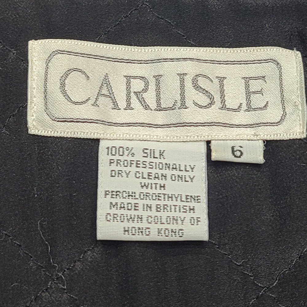 Carlisle Silk Bomber Jacket Womens 6 Black Excellent Vintage Jewel Print Quilted - Picture 5 of 7